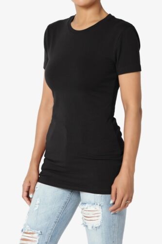 TheMOGAN Women's Basic Plain T SHIRT CREW Neck Short Sleeve STRETCH Cotton Tee - Picture 11 of 49