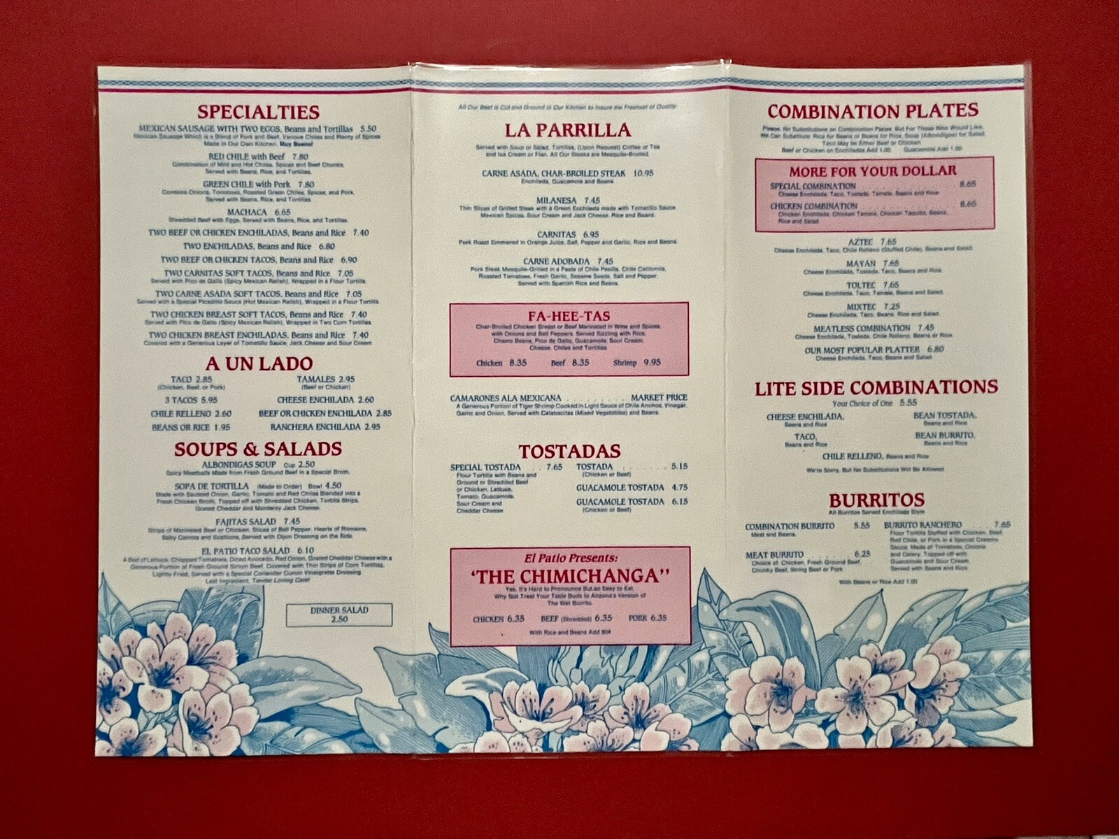 El Patio Mexican Food Restaurant Menu • Long Beach CA Vintage Original