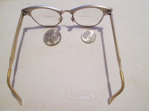 VINTAGE Retro 1950’S ART CRAFT USA CATS EYE ALUMINUM EYEGLASS FRAMES 46 ALUM - Picture 7 of 8