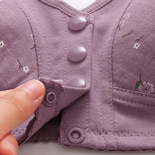 Seamless Bra Front Opening Button Ladies No Wire Push Up Cotton Soft Brassiere ↕ - Picture 14 of 27