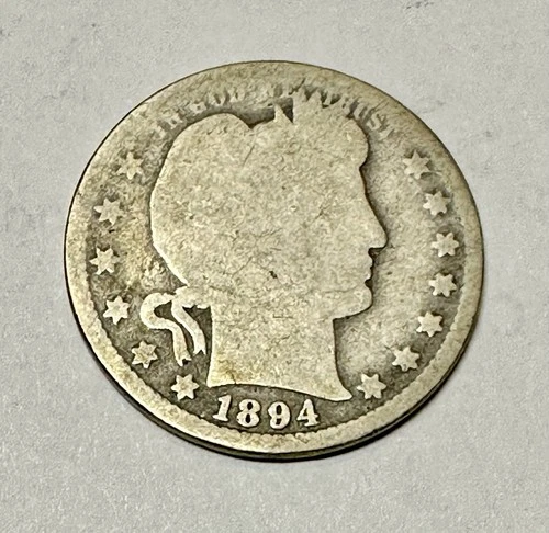 1894-O Barber Quarter. 90% Silver. Good Condition. Charity Auction.