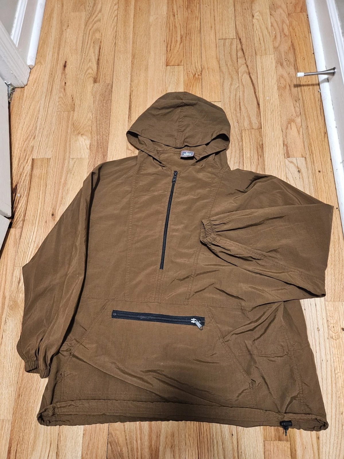 Vintage Woolrich Anorak Windbreaker Half Zip Brown Mens XL image 1