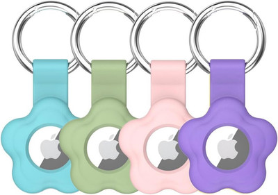 4 Stück Schutzhüllen für AirTag mit Schlüsselanhänger Blume Silikon Halter Hülle