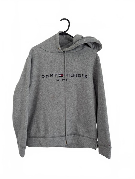 Tommy Hilfiger Grey Zip-Up Hoodie with Logo Sz S