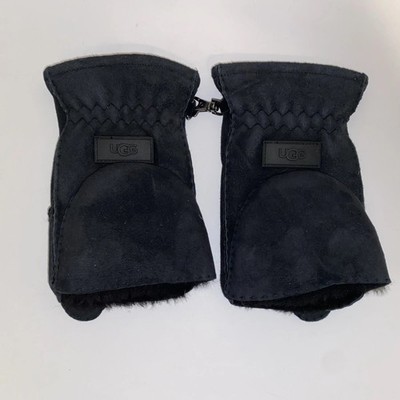 UGG Black Sheepskin Flip Mittens Shearling Gloves Woman s  S/M