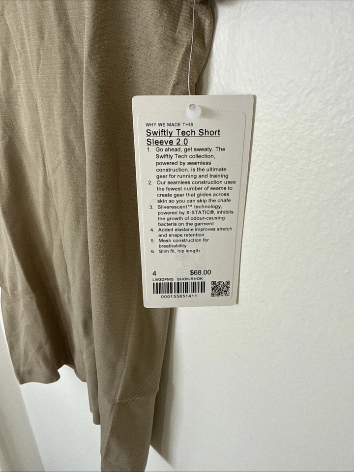 Lululemon Para Mujer Swiftly Tech Manga Corta 2.0 Talla 4, Co SHOK/SHOK Hasta la Cadera Foto 3 de 4