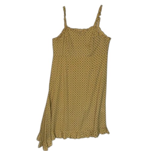 Nazila Couture Large Yellow Geometric Asymmetrical Ruffle Strap Dress Rayon - Picture 3 of 16