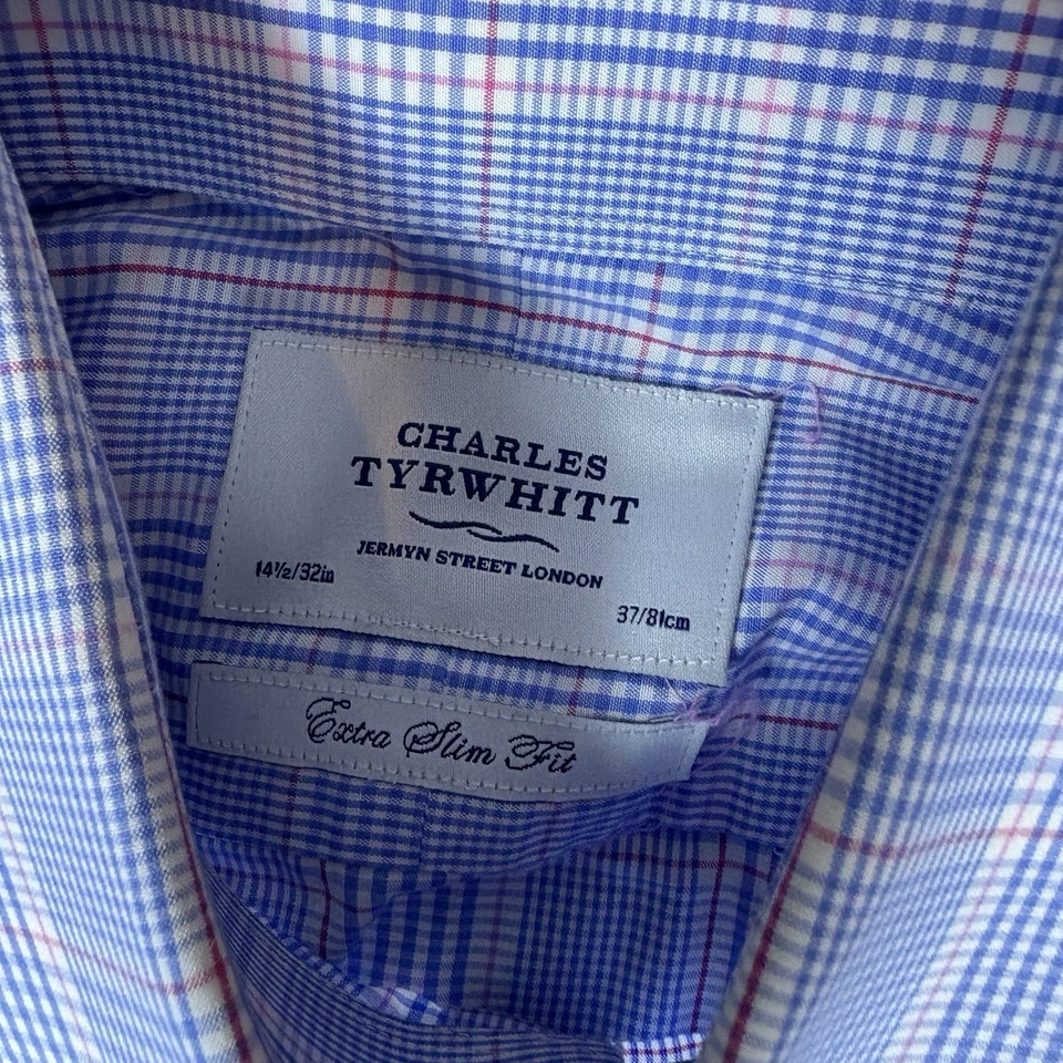 Charles Tyrwhitt Dress Shirt Mens 14.5 32 Slim Fit Non Iron Multicolor Plaid - Image 3 of 4