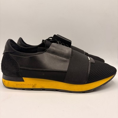 BALENCIAGA Mesh Race Runner Sneakers Black Yellow Sz 43/US 10 $645