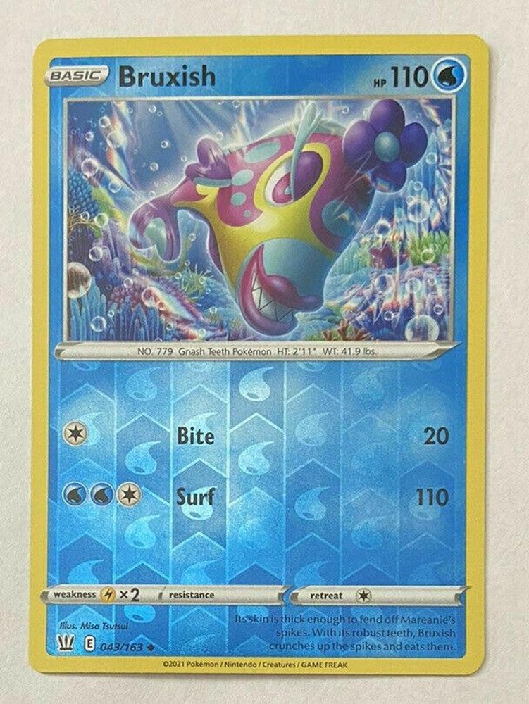 Bruxish Reverse Holofoil 043/163 SWSH05: Battle Styles Pokemon Uncommon