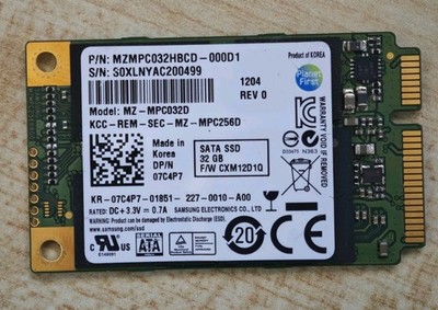 Samsung 32GB mSATA SSD SATA Solid State Drive MZ-MPC032D Dell 07C4P7