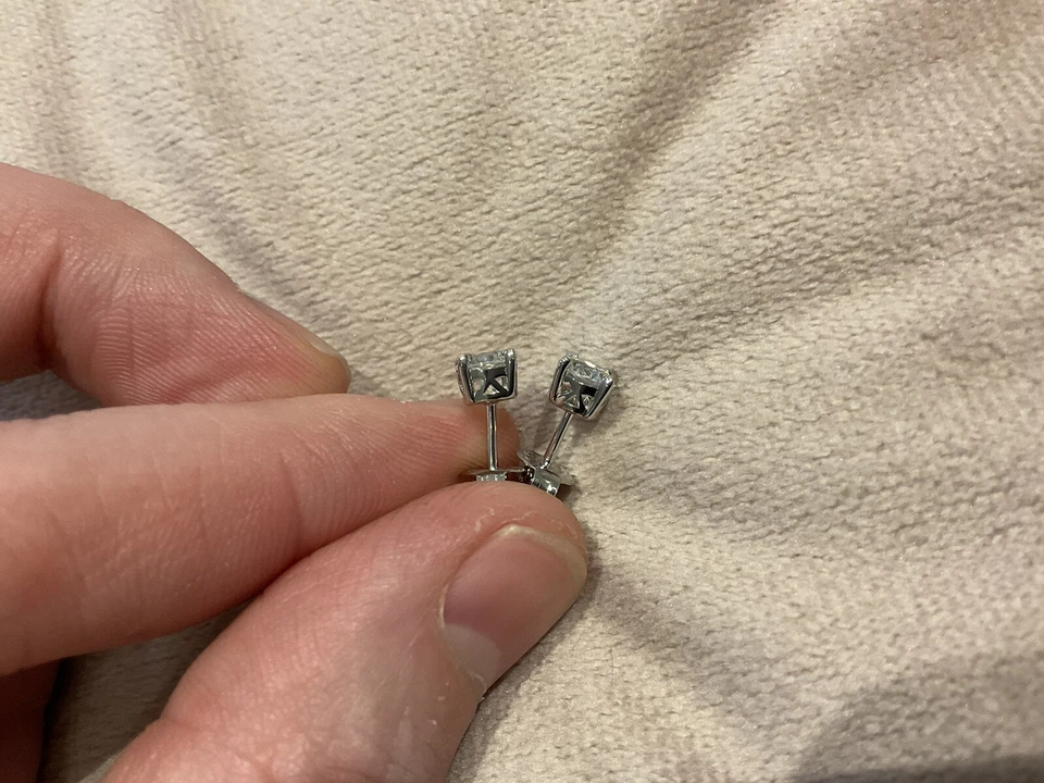 0.50CTW Round Cut Lab Grown Diamond 14k White Gold Solitaire Stud Earrings - Image 2 of 4