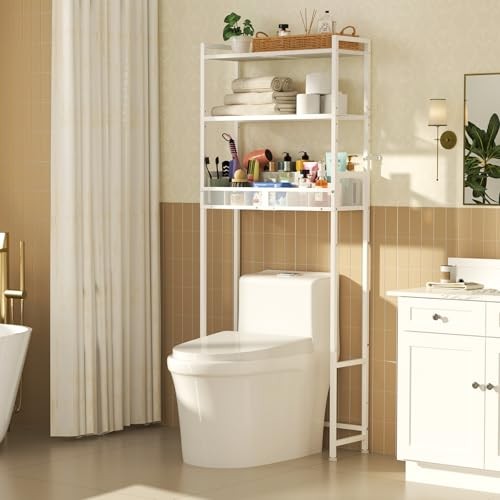3-Tier Over The Toilet Storage Shelf, Metal Over Toilet Bathroom Organizer - Picture 4 of 8