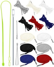 16pcs Drawstring Cord Kit-12pcs Hoodie Strings Flat Round,6 Basic Universal ...