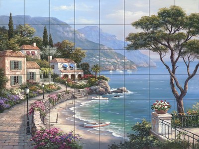 Ceramic Tile Mural Kitchen Backsplash - SK-Escape - Tuscan - Italian - Landscape