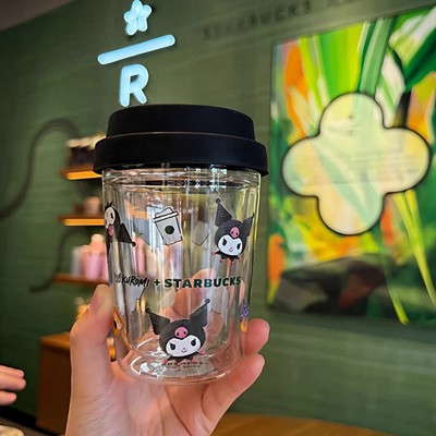 Starbucks X Kuromi Sanrio Double-wall Glass Cup 10Oz Cute Cartoon Coffee Cup