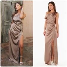 NWT Show Me Your Mumu Jodie Cocktail Dress in Dune Luxe Satin XS