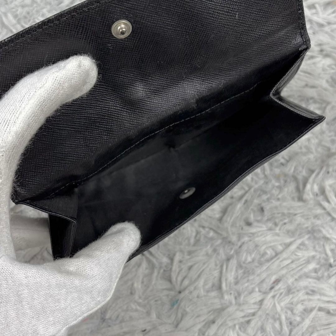 PRADA Saffiano Leather Compact Bifold Wallet Triangle Logo Black 4.3x6.3x0.8" thumbnail 11
