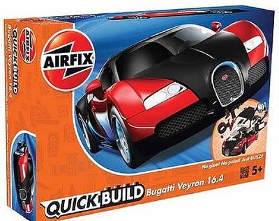 Airfix Quick Build Bugatti Veyron Car (Snap) - Snap Tite Plastic Model Vehicle