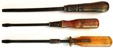3 LARGE VINTAGE FLAT-HEAD SCREWDRIVERS AS DESCRIBED