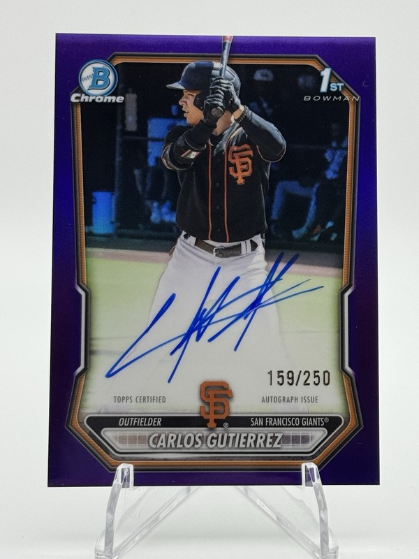 Bowman 2026 Chrome 1st Bowman Carlos Gutierrez Auto Purple /250 CPA-CGU Giants