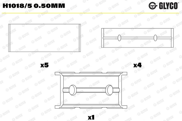 Kurbelwellenlager Glyco H1018 5 0.50MM FÜR CitroËN Passend FÜR Fiat Ford LTI-image