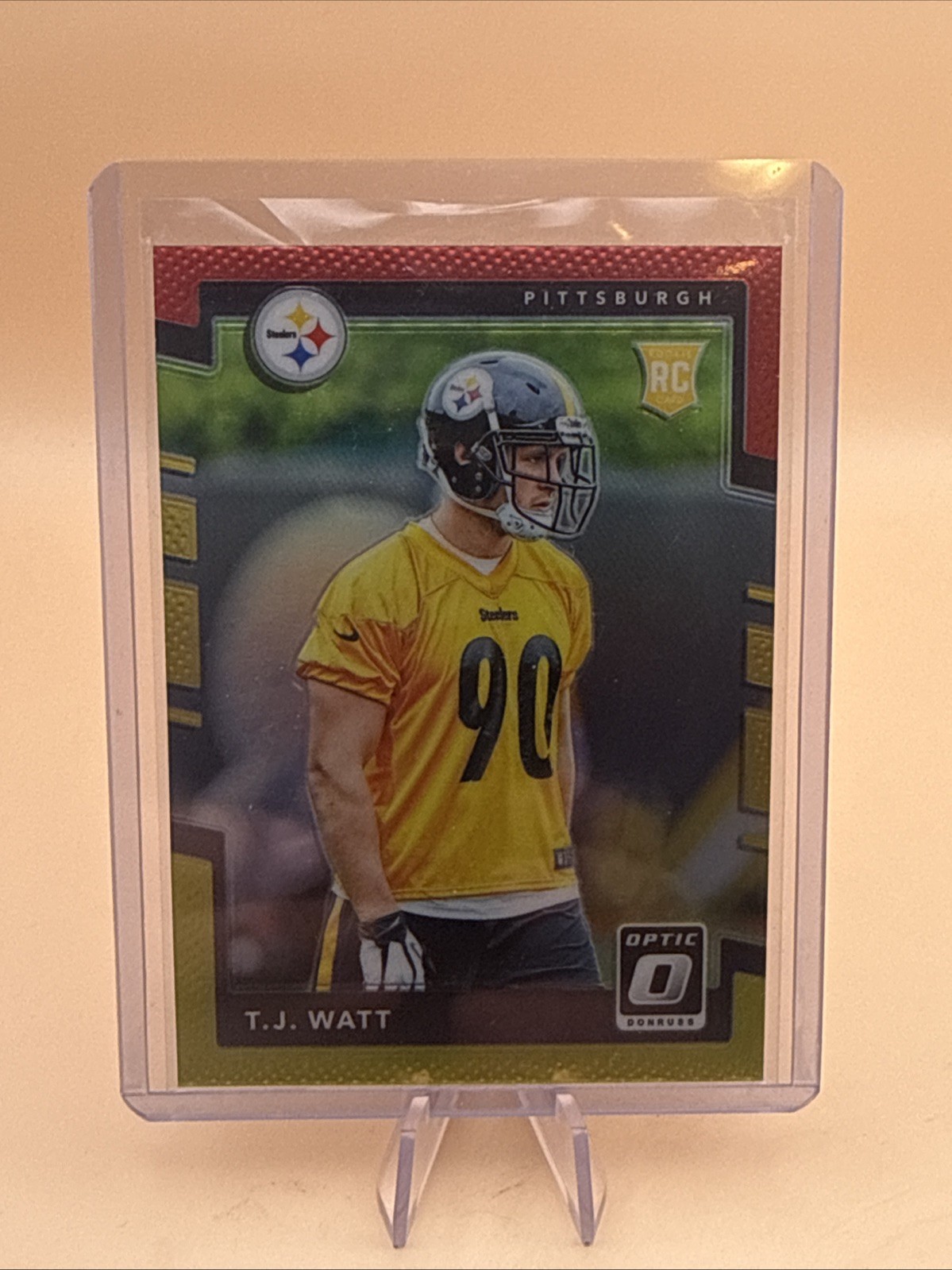 Panini 2017 Donruss Optic T.J. Watt Rookie Red & Yellow Prizm #122 Steelers