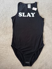 NWT Victoria's Secret Pink Slay High Neck Tank Bodysuit Black Size S