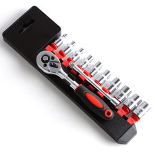 Small 12PCS 1/4" Socket Set 4-13mm Ratchet Wrench Tool Kit Set