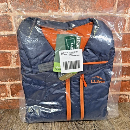 L.L. Bean Men's PrimaLoft Packaway Jacket Large Carbon Navy 503391 New video thumbnail