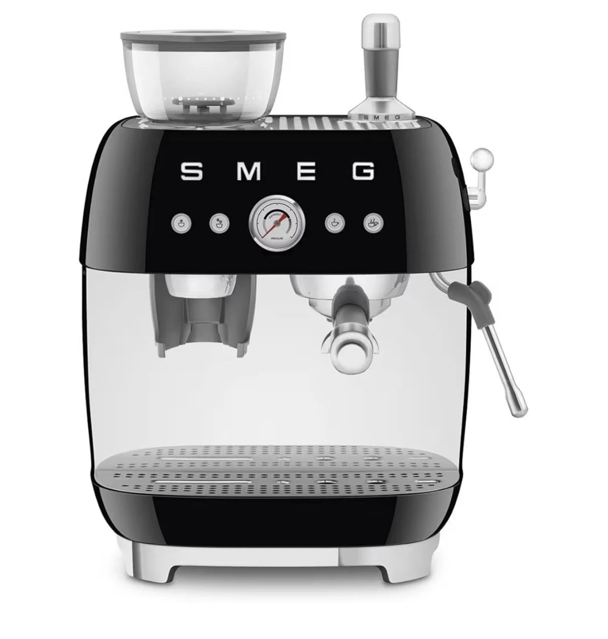 SMEG EGF03BLUS Semi-Automatic Espresso Machine w Built-In Grinder - Black