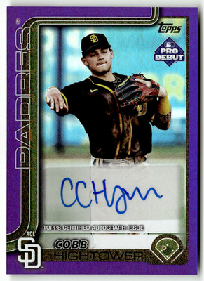 2025 Topps Pro Debut MiLB No. PD-75 Cobb Hightower Pro Debut Auto Purple 281/299