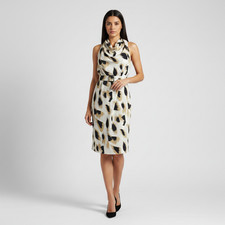 Gucci Womens Grey 100% Silk Cowl Neck A-Line Dress Size 42