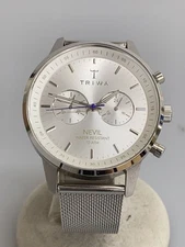 TRIWA NEST101 Quartz Analog Watch Silver Near Mint JAPAN