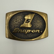 Snap On Tools 1 Solid Brass Belt Buckle By BTS Made In USA Vintage 1970s era