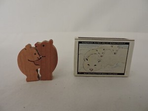 Polar Bear Monkey Puzzle Made in England Natural Wood Two Pieces with Box