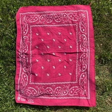 Vintage 1980s Paris Accessories Red Paisley Bandana Made in USA Biker Western
