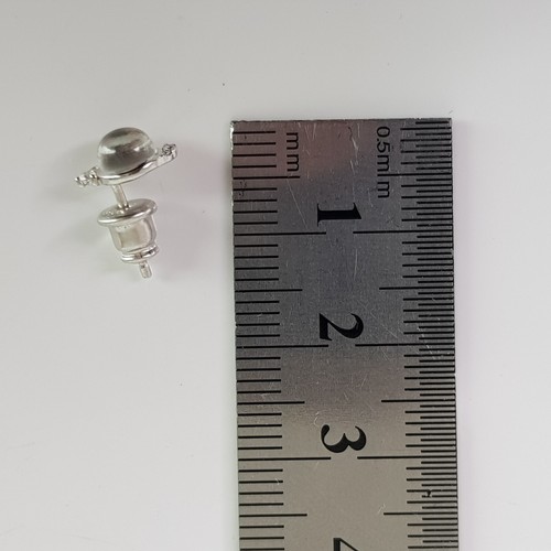 Sterling Silver 925 Silver Glass Crystal Dome Stud Earrings Modernist Eye design - Picture 13 of 14