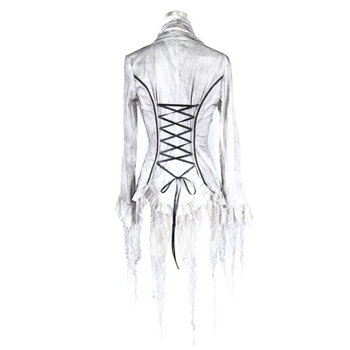 Blusa para mujer gótica blanca retro victoriana camisa de encaje manga larga torso - Imagen 5 de 8