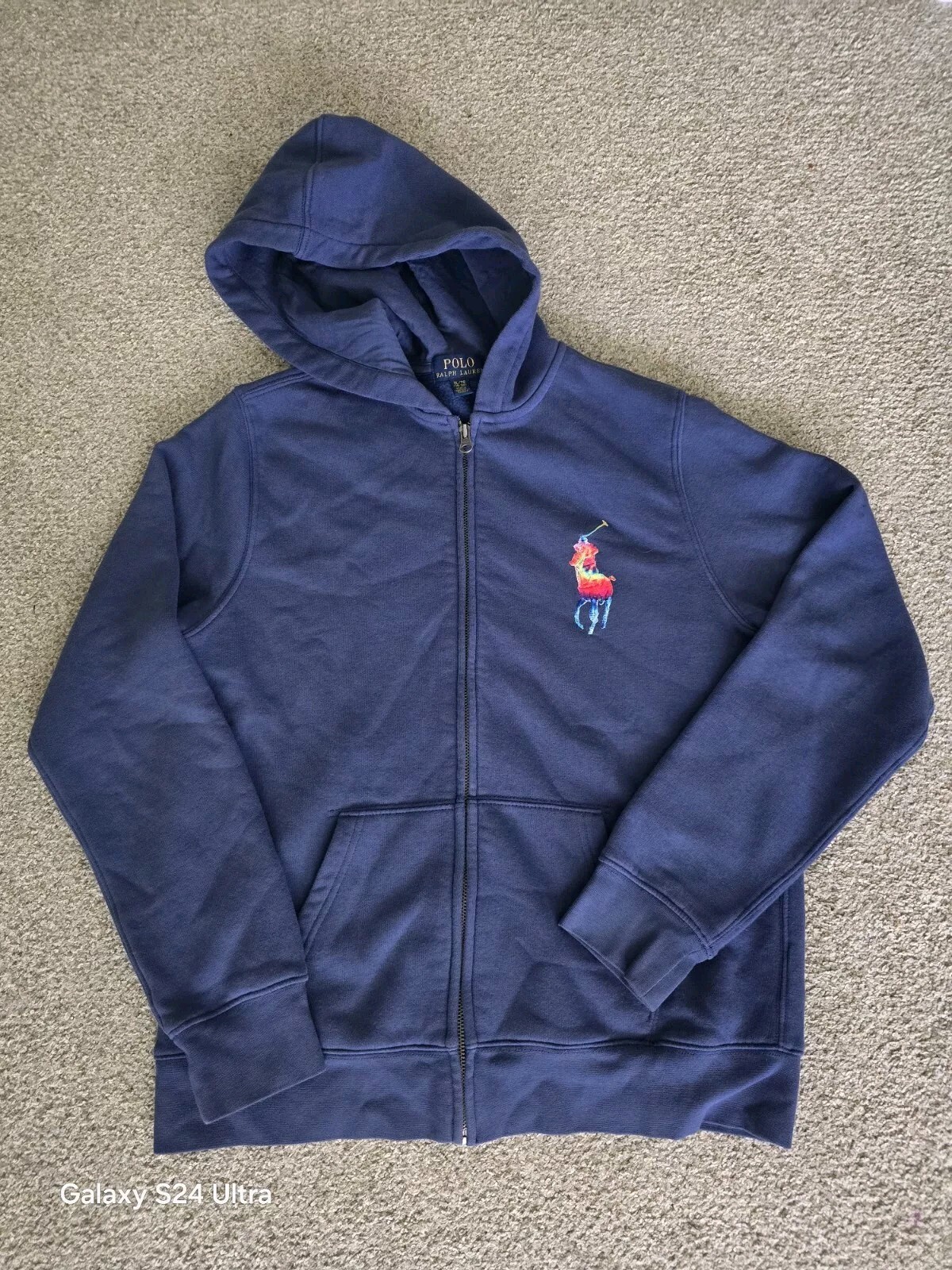 Ralph Lauren Polo Ragazzo Felpa con Cappuccio Tye Dye Big Pony Logo XL 18