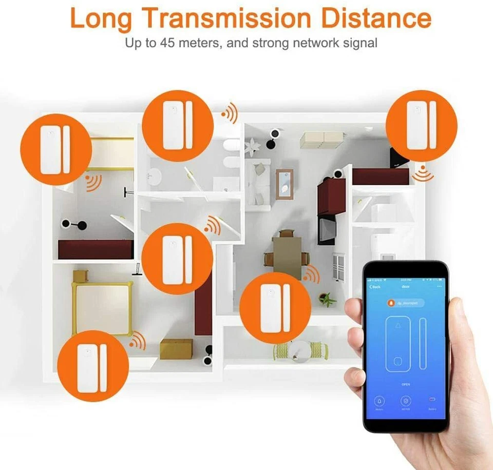 Smart Home WiFi Door Window Sensor Detector Security Alarm Google Home Alexa APP - image 4 of 4