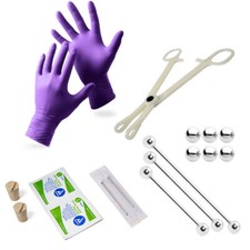 Kit Piercing Industriale 17pz - 3 Bilanciere, Sughero, Aghi, Guanti, Pinza e Salviette