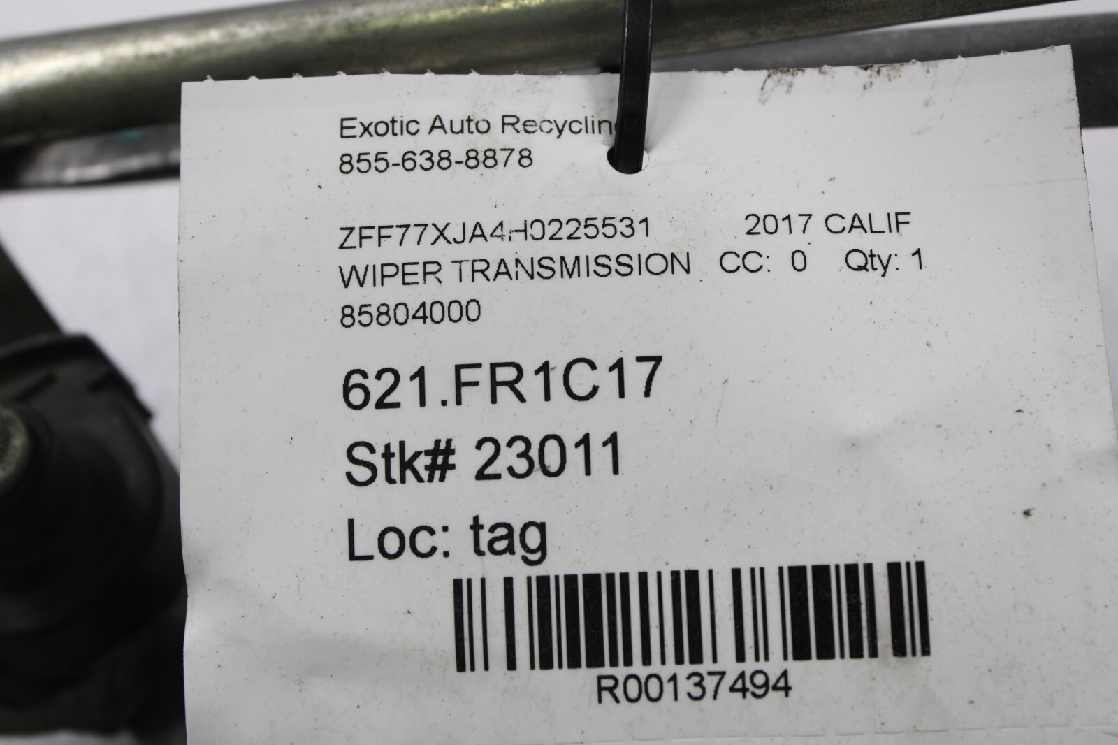 Ferrari California T, Wiper Transmission w/ Motor, Used, P/N 85804000