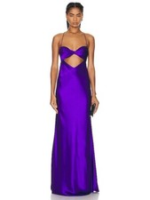 The Sei Twist Bandeau Cut Out Gown Violet Purple Silk Long 0 NWT $1104