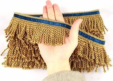 10 Yard 2.5 Inch Bullion Fringe Trim w/Blue Ribbon Sewing DIY for Curtain Clothe