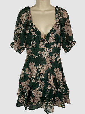 green juniors dress Trixxi Women's Juniors' Floral Print Mini Size M emerald green flower girl dresses green