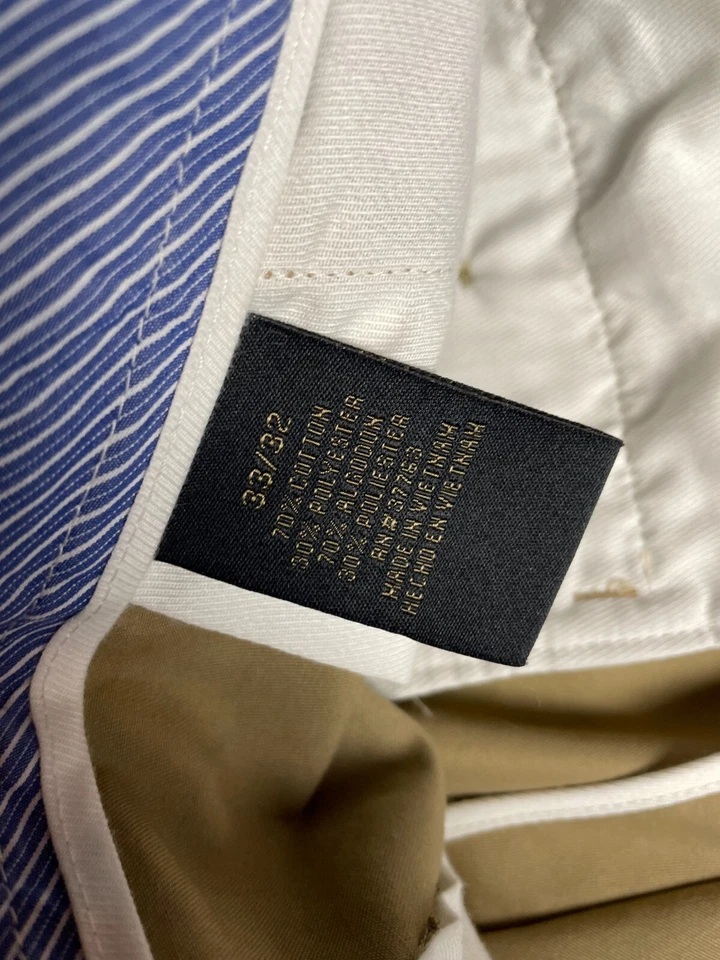 Pantalones de vestir A[x]ist, para hombre talla 33/32, tostados, pierna recta, frente plano, dobladillo Foto 4 de 4