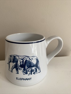 Orly Maison New York ELEPHANT  Coffee Mug NEW white Navy