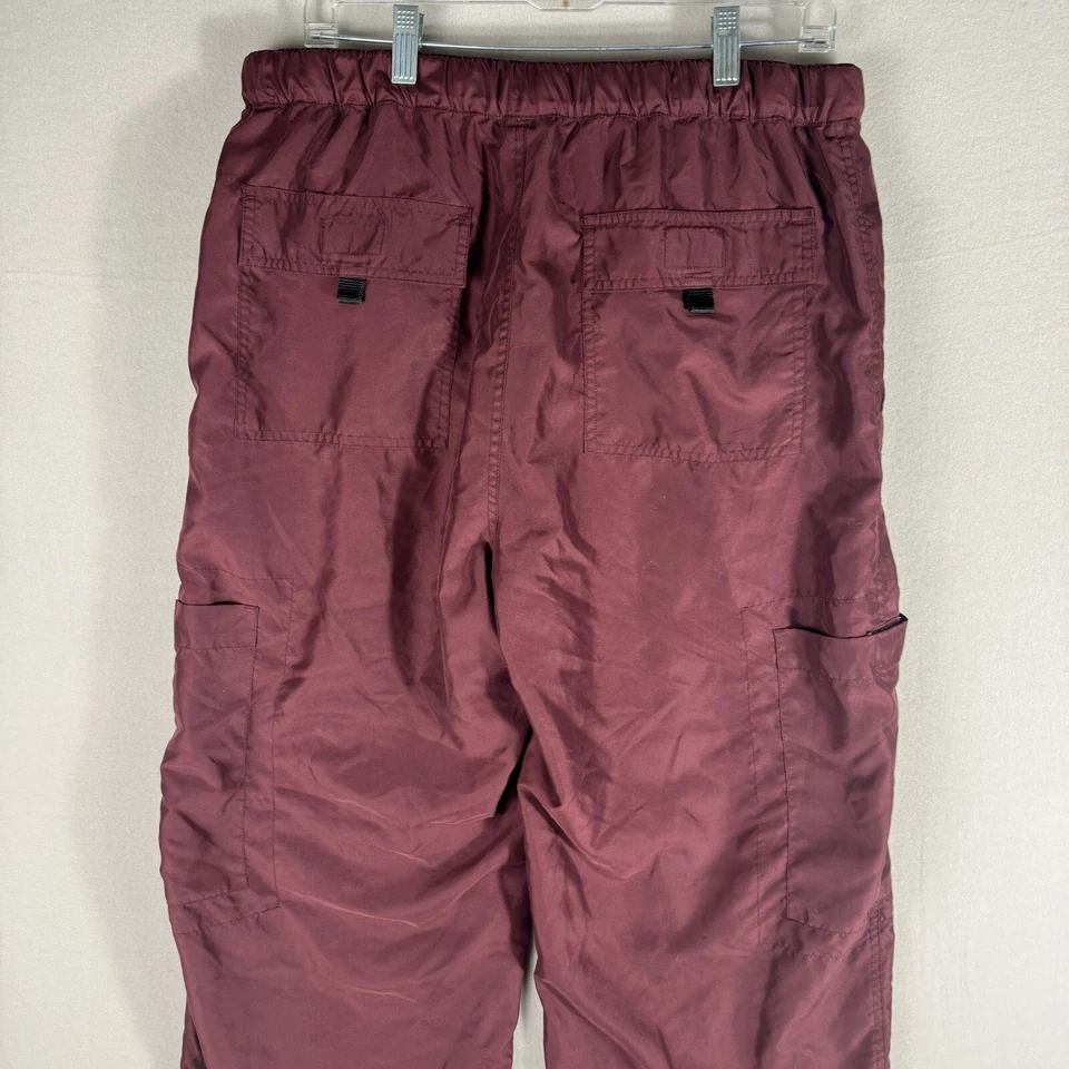 Vintage Old Navy Pants Mens L Baggy Y2K Cargo Burgundy Ski Fleece Lined Skater - Image 3 of 4