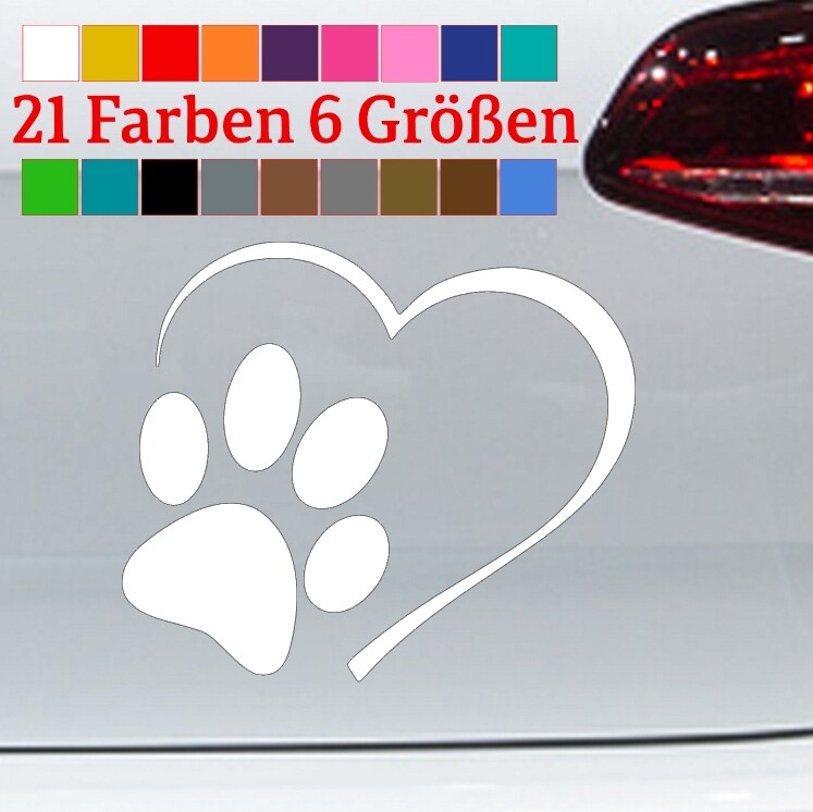 Auto Aufkleber Pfoten Mit Herz – Für Hund & Katzen Fans